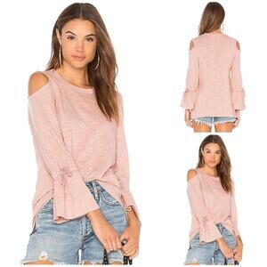 #T135 Wilt Cold Shoulder Tie Sleeve Tee in Blush SZ M $152
